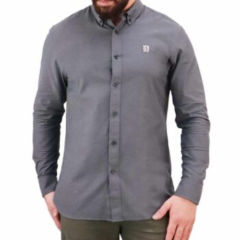 OXFORD SHIRT WITH EMBROIDERY - DK-GRAY, L
