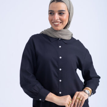 VISCOSE COTTON SHIRT - Black, XL