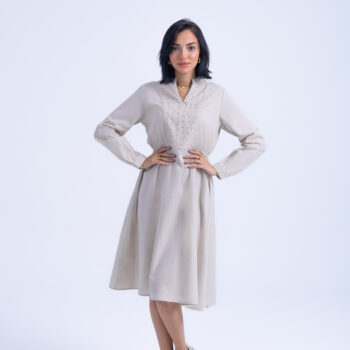 LINEN COTTON DRESS - Khaki, XL