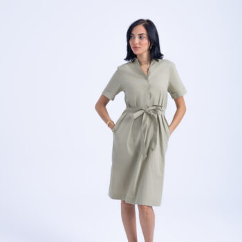 POPLIN DRESS - Green, XL