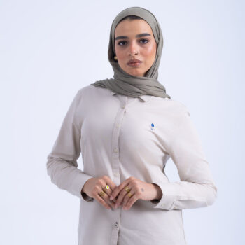 OXFORD SHIRT WITH EMBROIDERY - KHAKI-14, XL