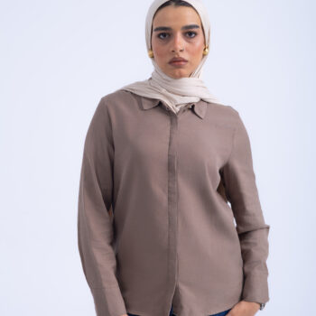 LYOCELL SHIRT - BROWN, XXL