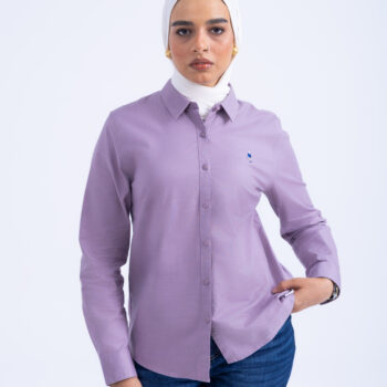 OXFORD SHIRT WITH EMBROIDERY - PURPLE, XL