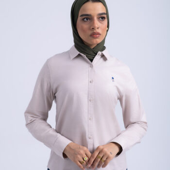 OXFORD SHIRT WITH EMBROIDERY - Khaki, XXL