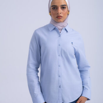 OXFORD SHIRT WITH EMBROIDERY - LT-BLUE, XXL