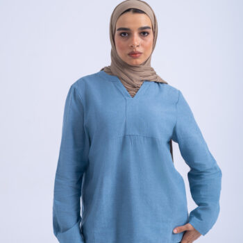 LINEN COTTON SHIRT - Blue, XXL