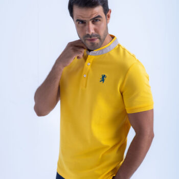 POLO WITH EMBROIDERY - YELLOW, XXL