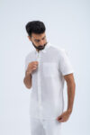 LINEN COTTON SHIRT - WHITE, XXL