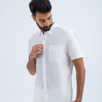 LINEN COTTON SHIRT - WHITE, XXL