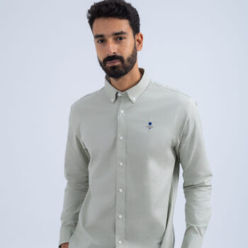 OXFORD SHIRT WITH EMBROIDERY - Green, XXL