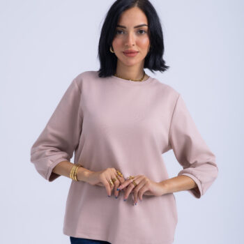 T-SHIRT WITH 3/4 SLEEVES - PINK, S