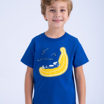 T-SHIRT WITH PRINT - BLUE-02, 130