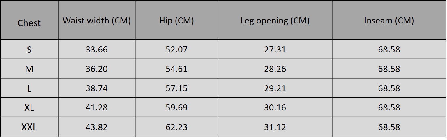 Size chart for 5415005