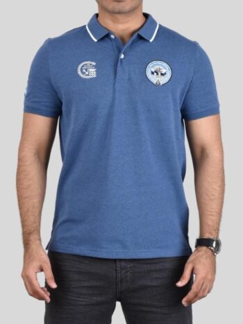 POLO WITH EMBROIDERY - BLUE-42, S