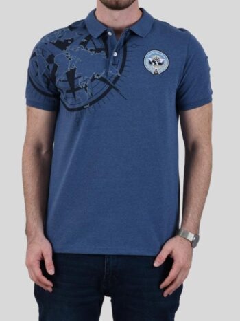 POLO WITH EMBROIDERY - BLUE-52, S