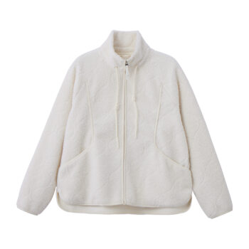 BONDED FLEECE JACKET - WHITE, L
