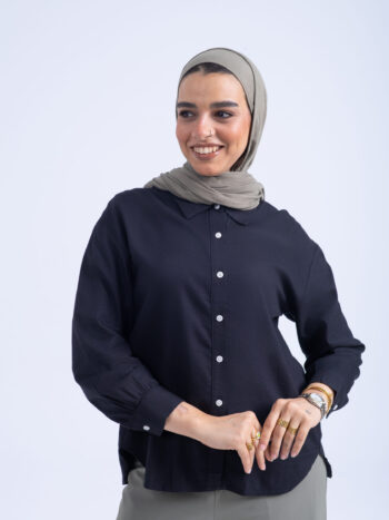 VISCOSE COTTON SHIRT - Black, S