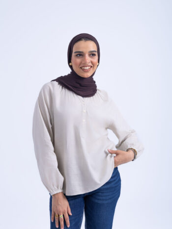 LINEN COTTON SHIRT - Khaki, S