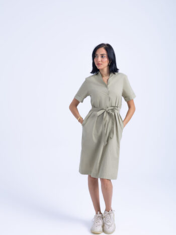POPLIN DRESS - Green, S