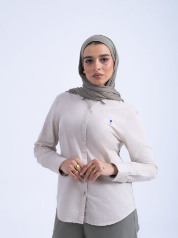 OXFORD SHIRT WITH EMBROIDERY - KHAKI-14, S