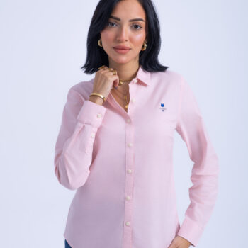 OXFORD SHIRT WITH EMBROIDERY - PINK, S