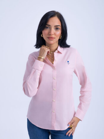 OXFORD SHIRT WITH EMBROIDERY - PINK, S