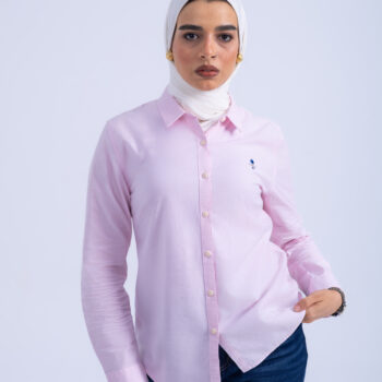 OXFORD SHIRT WITH EMBROIDERY - PINK, S