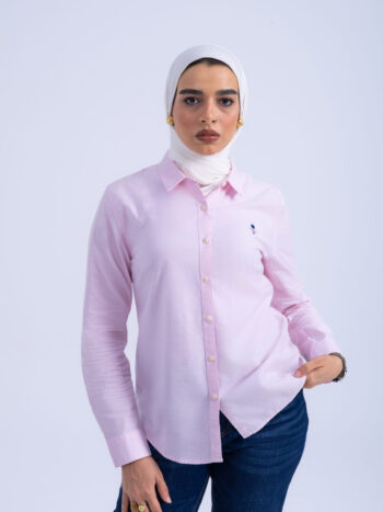 OXFORD SHIRT WITH EMBROIDERY - PINK, S