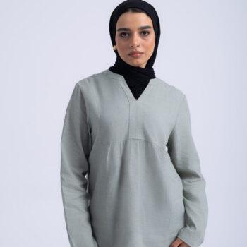 LINEN COTTON SHIRT - Green, S