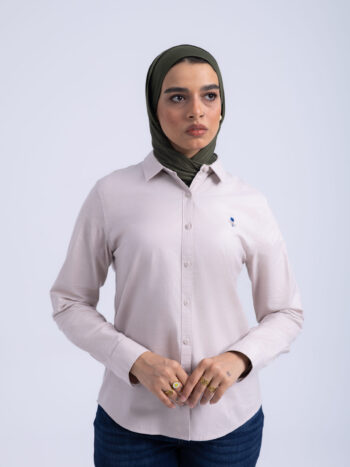 OXFORD SHIRT WITH EMBROIDERY - Khaki, S