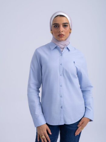OXFORD SHIRT WITH EMBROIDERY - LT-BLUE, S
