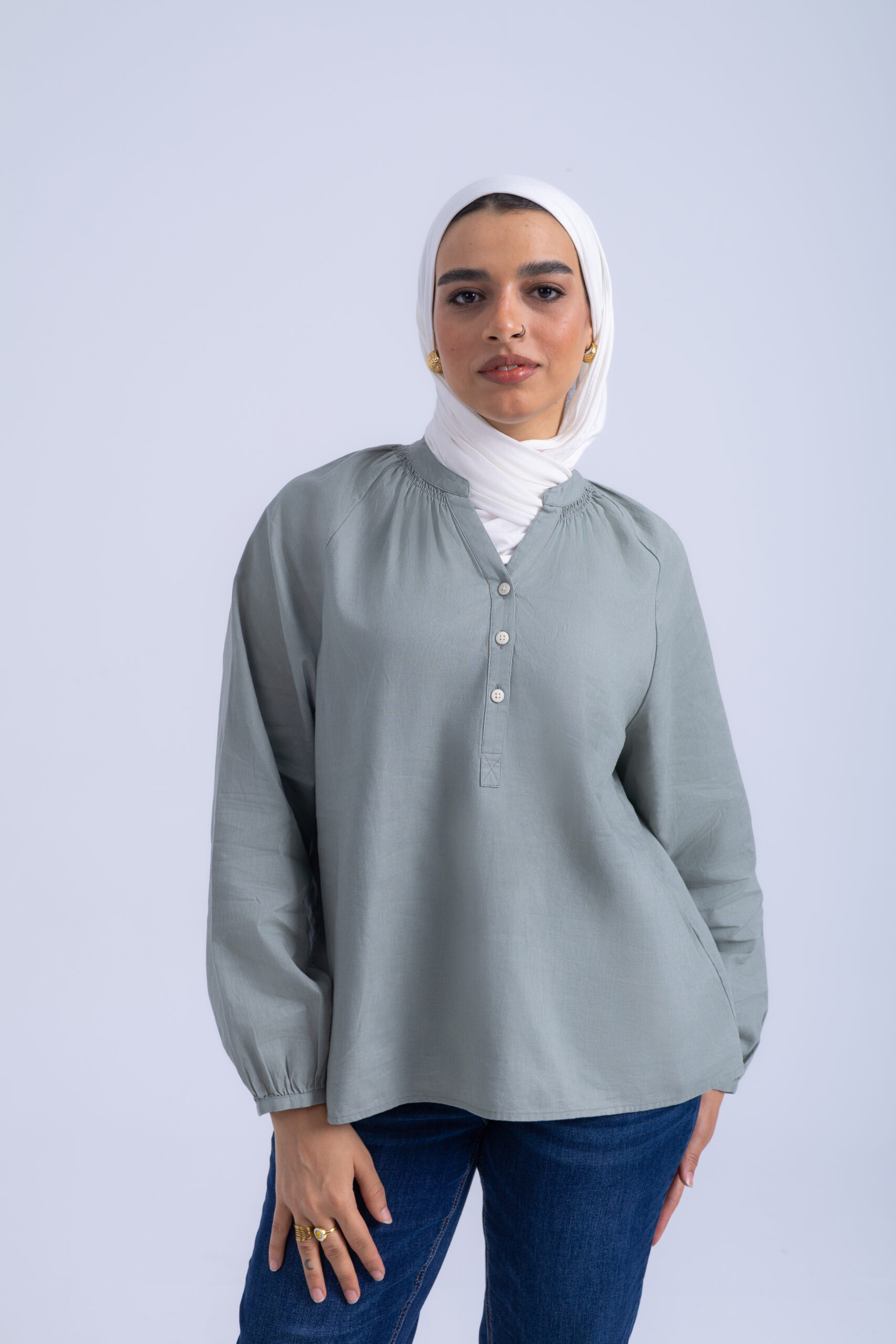LINEN COTTON SHIRT - Green, XL