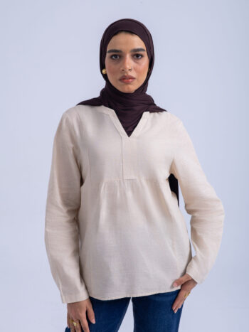 LINEN COTTON SHIRT - Khaki, S