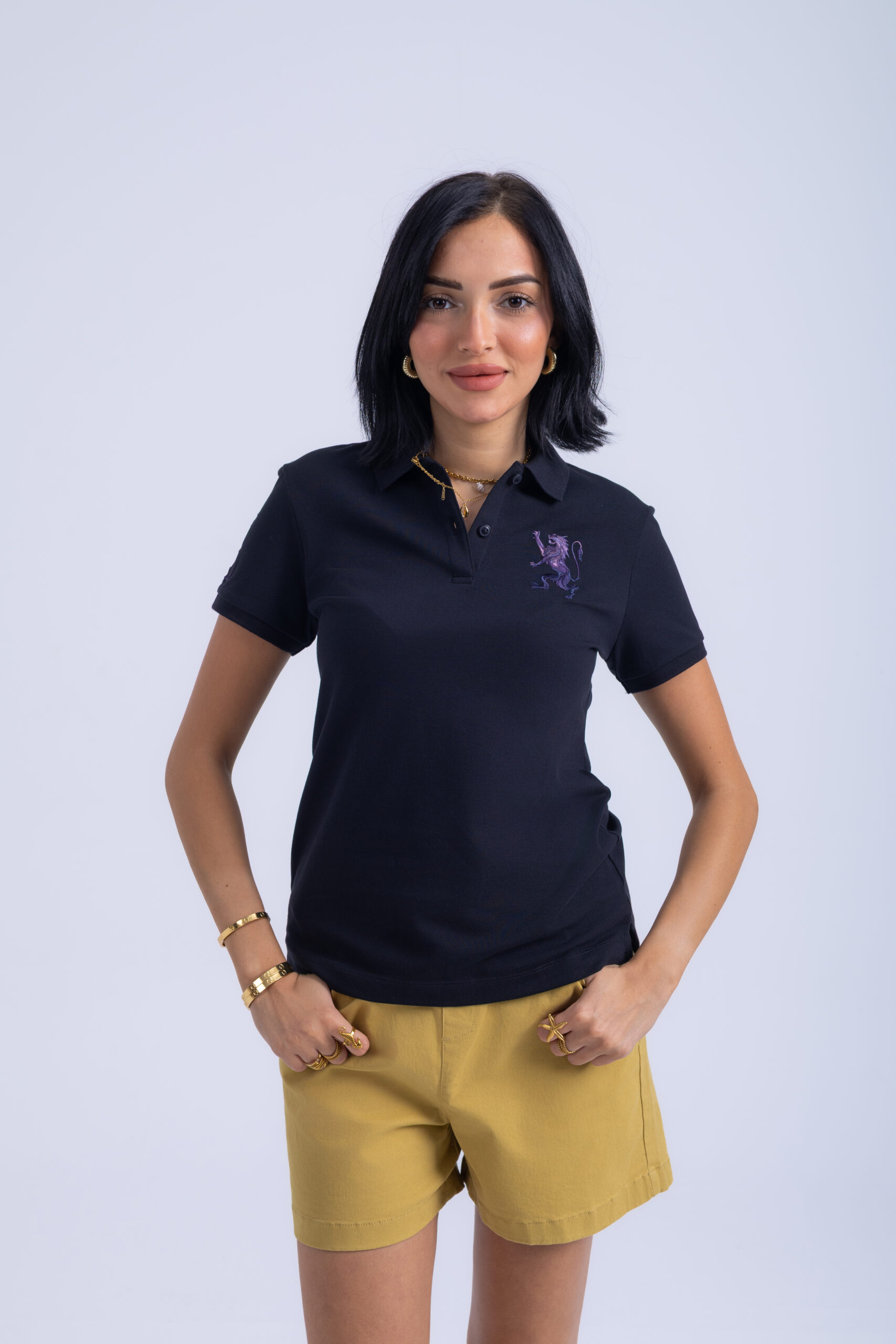 POLO WITH EMBROIDERY - Black, S