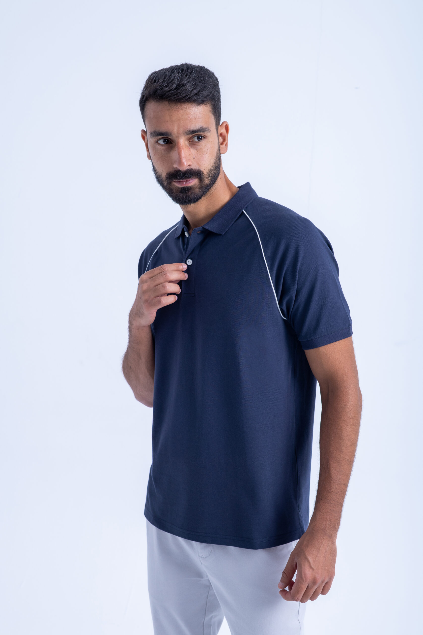 POLO WITH EMBROIDERY - NAVY, S