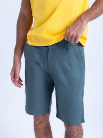 LINEN COTTON SHORT - GREEN-10, S