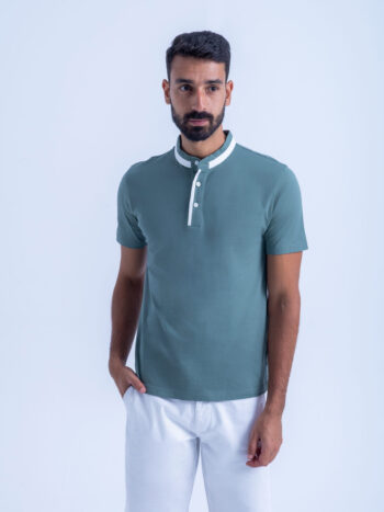 HENLEY NECK TEE - Green, S