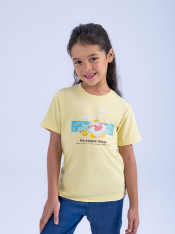 T-SHIRT WITH PRINT - YELLOW, 110