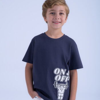 T-SHIRT WITH PRINT - NAVY, 110