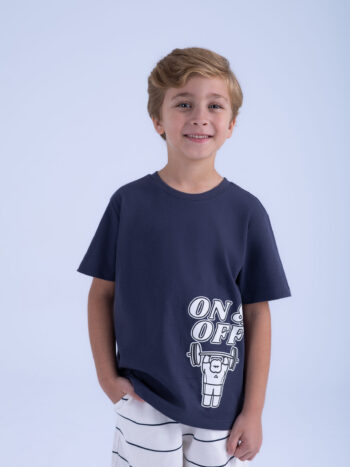 T-SHIRT WITH PRINT - NAVY, 110