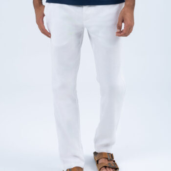 LINEN COTTON PANT - WHITE, S