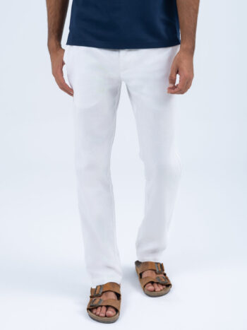 LINEN COTTON PANT - WHITE, S