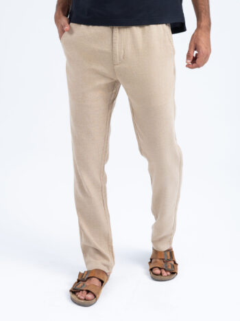 LINEN COTTON PANT - Khaki, S