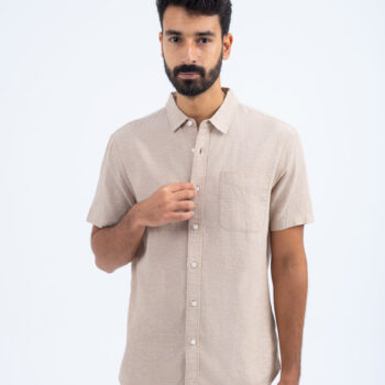 LINEN COTTON SHIRT - Khaki, S