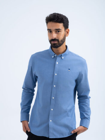 OXFORD SHIRT WITH EMBROIDERY - Blue, S