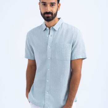 LINEN COTTON SHIRT - Green, S