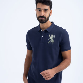 POLO WITH EMBROIDERY - NAVY, S