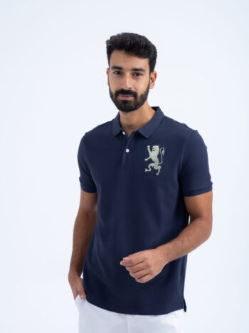 POLO WITH EMBROIDERY - NAVY, S