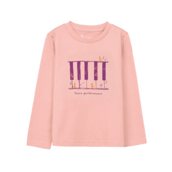 LONG SLEEVE T-SHIRT WITH PRINT - PINK, 130