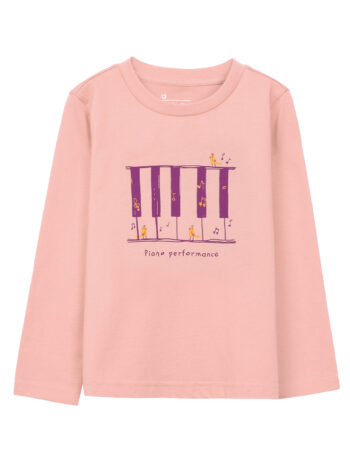LONG SLEEVE T-SHIRT WITH PRINT - PINK, 140